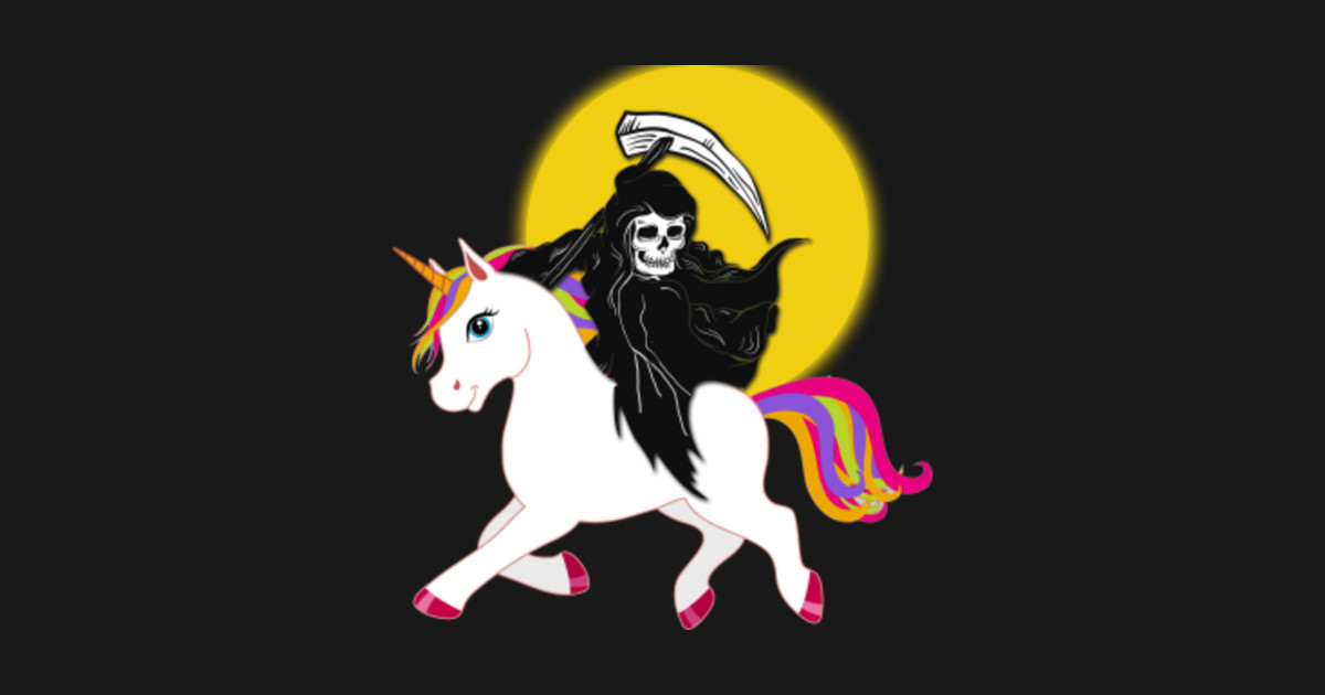 Grim Reaper Skeleton Death Riding Unicorn Halloween T