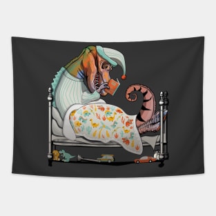 Dinosaur Tyrannosaurus Bedtime Reading Cute Tapestry