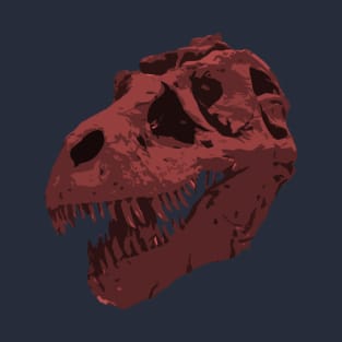 Red T-Rex Dinosaur Fossil Skull Art T-Shirt