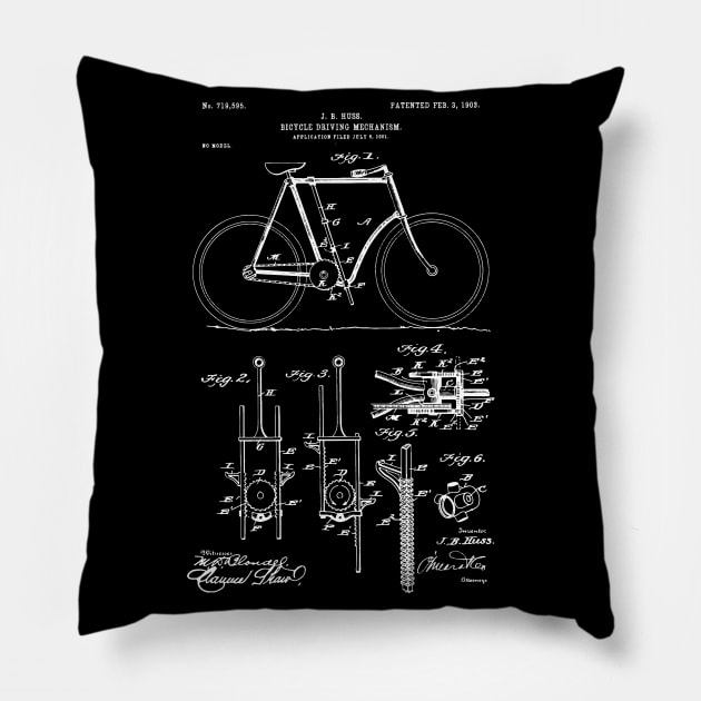 Bicycle driving mechanism 1903 / Cyclist patent present Edit Pillow by Anodyle