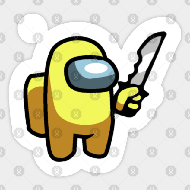 Among Us Imposter Yellow With Knife Among Us Merch Sticker Teepublic Among Us Imposter Yellow With Knife Among Us Merch Sticker Teepublic