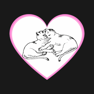 Valentines Day Cat Couple Heart T-Shirt