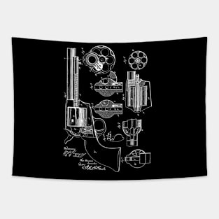 Revolving Fire Arm Vintage Patent Hand Drawing Tapestry