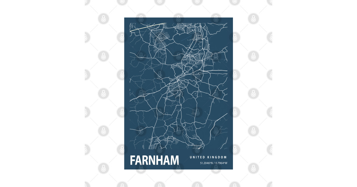 Farnham Blueprint Street Map, Farnham Colour Map Prints - Farnham ...