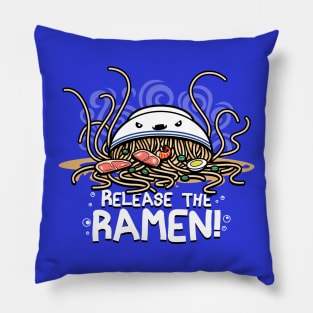 Release the Ramen Funny Cute Kawaii Kraken Japanese Ramen Foodie Meme Pillow