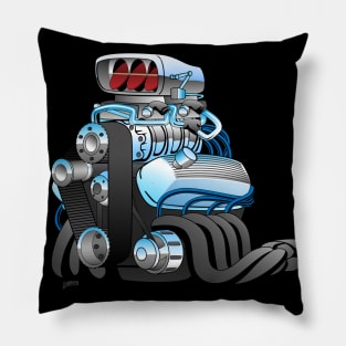 Hotrod Racing Car Engine Cartoon Illustration Pillow