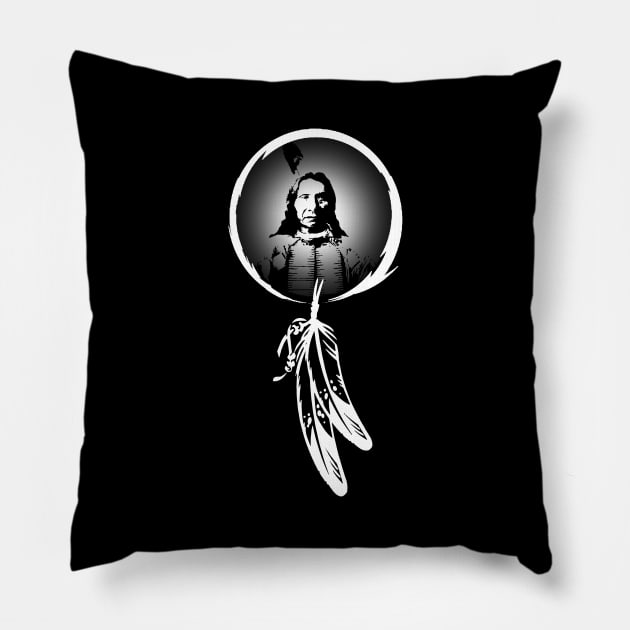 Chief Maȟpíya Lúta (Red Cloud) Pillow by GardenOfNightmares