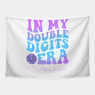 In My Double Digits Era 10th Birthday Version Groovy Retro T-Shirt Tapestry