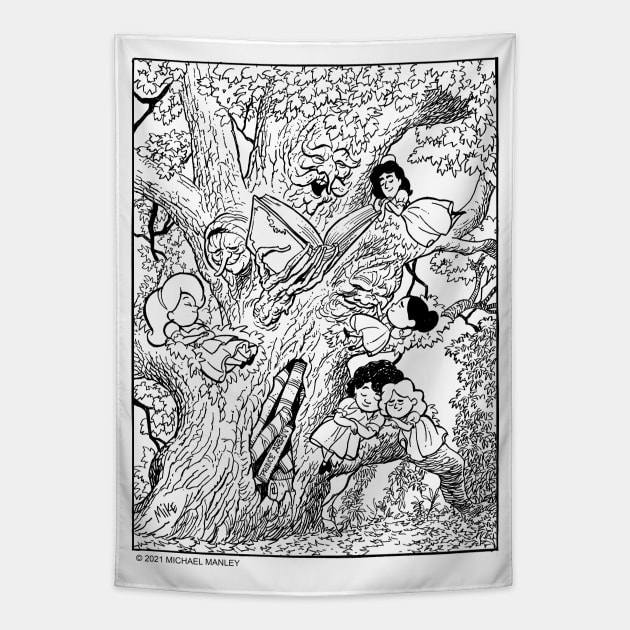 Story Tree Tapestry by drawmanley