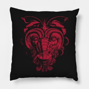 Cool Red Lobster Face Illusion Holding Snakes in the Claws no background Pillow