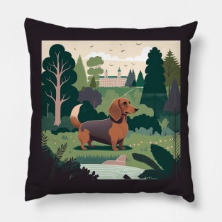 Dachshund in a Park Pillow