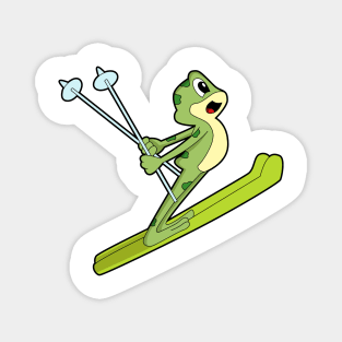 Frog Ski jumper Ski Ski poles Magnet