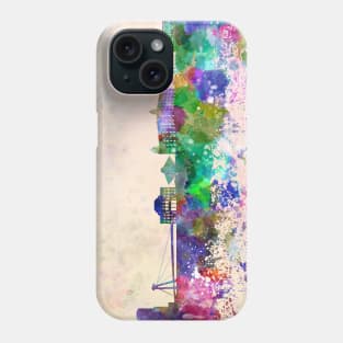 Bratislava skyline in watercolor background Phone Case