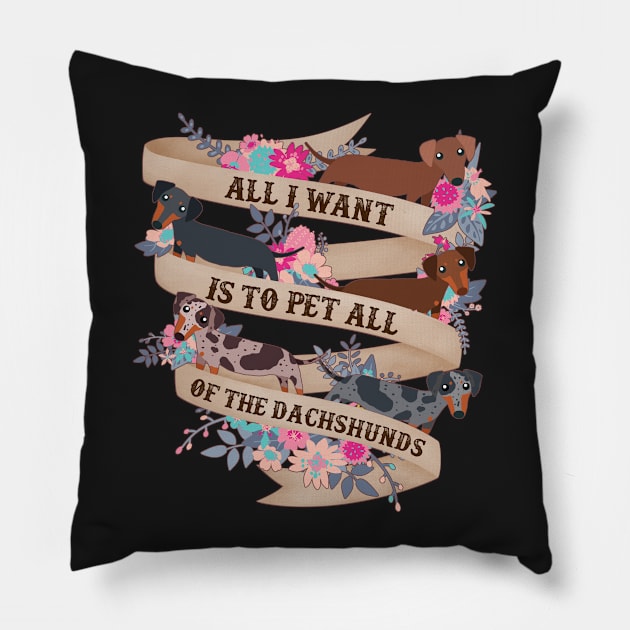 Pet All Of The Dachshunds Pillow by Psitta