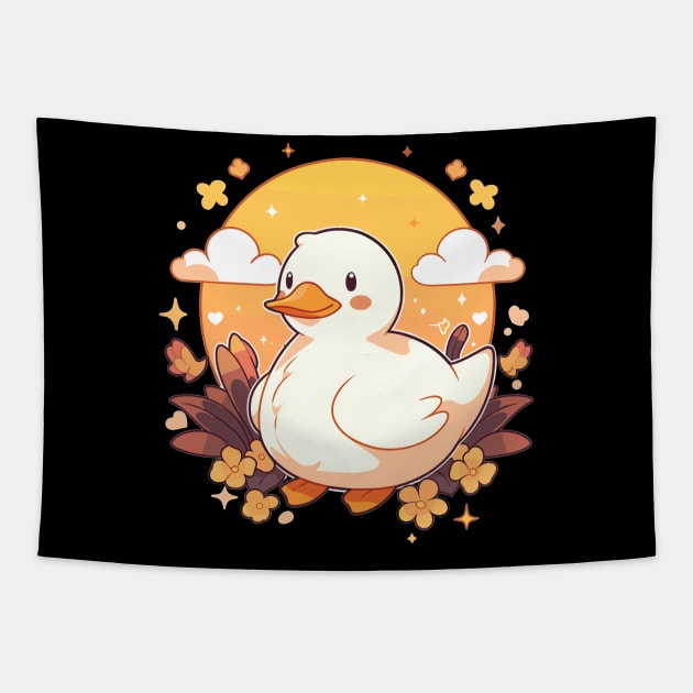 Cottagecore Kawaii Anime Duck Gifts Girls Womens Funny Duck Tapestry by KsuAnn