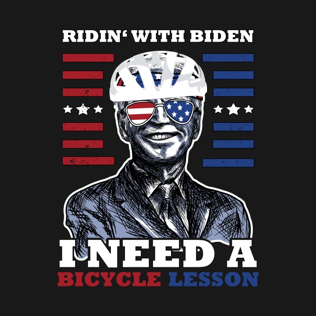 Bicycle Fall trap America Flag Sunglasses Ridin' with Biden by jodotodesign