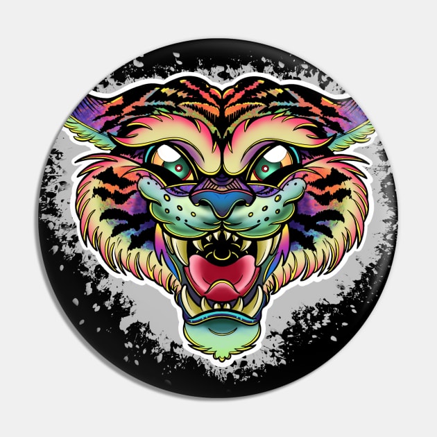 Technicolor Tiger Pin by InkyMcStapleface