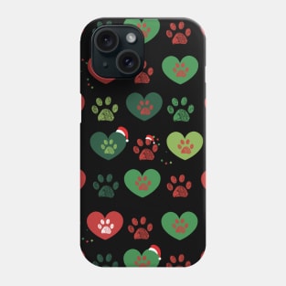 Merry Christmas and Happy new year doodle paw prints Phone Case