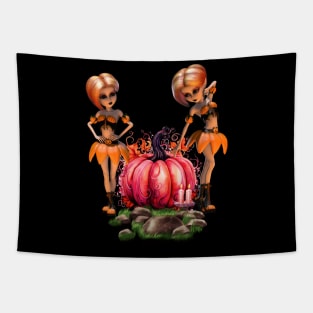 Cute halloween design in the moon light Tapestry