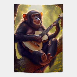 Monkey Playing A Guitar Tapestry