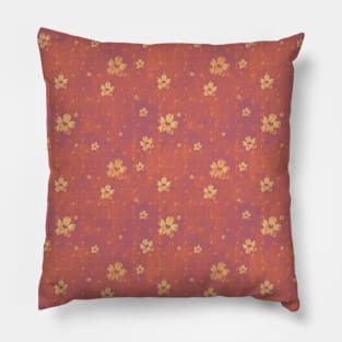 Coral Orange Grunge Flowers and Hearts Pattern Gifts Pillow