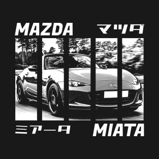 Mazda Miata MX-5 ND Black 'N White 3 (Black Version) T-Shirt