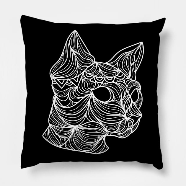 Funny Modern Mandala Cat, Gift Idea for Cat Lovers Pillow by AS Shirts