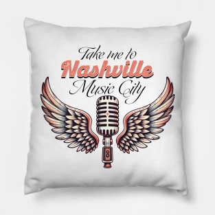 Take me to nashville music city Retro Country Music Heartbeat Western Cowboy Cowgirl Gift Pillow