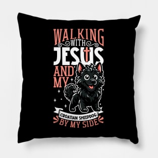 Jesus and dog - Croatian Sheepdog Pillow