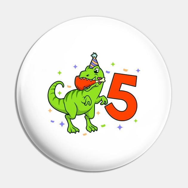 I am 5 with TREX - boy birthday 5 years old Pin by Modern Medieval Design