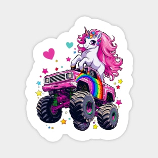 Monster Truck Unicorn Girl Birthday Party Monster Truck Magnet