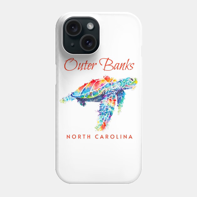 Outer Banks North Carolina Watercolor Sea Turtle Phone Case by grendelfly73