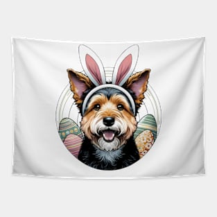 Australian Terrier with Bunny Ears Welcomes Easter Season Tapestry