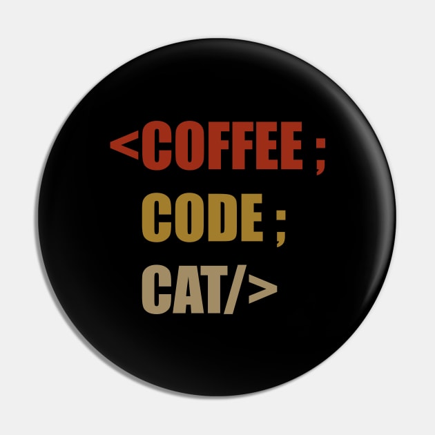 COFFEE CODE CAT Pin by Meow Meow Cat