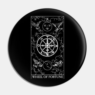 Wheel of Fortune - Black and White Tarot Card Pin