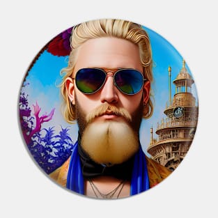 Steampunk Blonde Man Pin