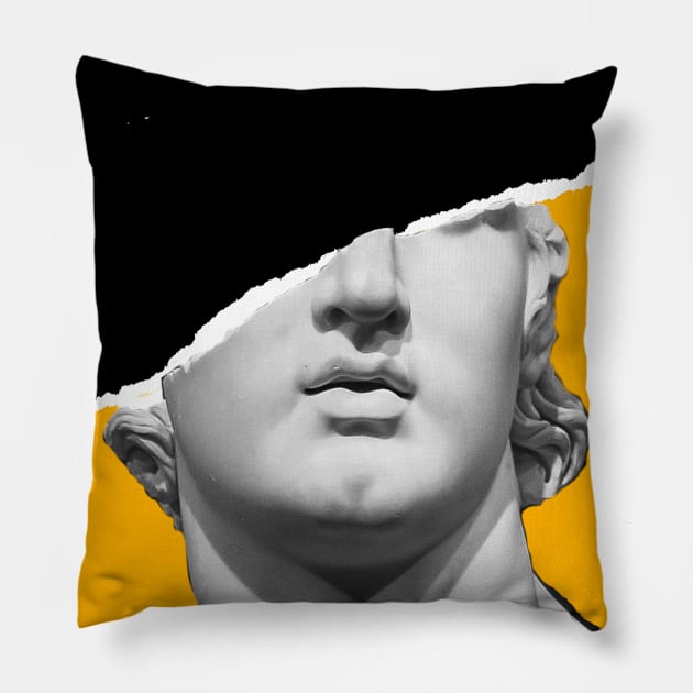 Italian renaissance half face - roman silhouette collage Pillow by Abstract Designs