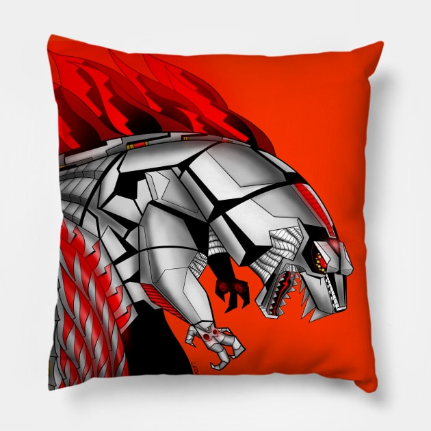 the mechagodzilla in flames Pillow by jorge_lebeau