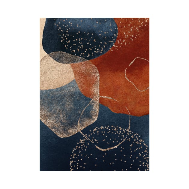 Modern Abstract Terracotta Blush and Navy Blue by PixDezines