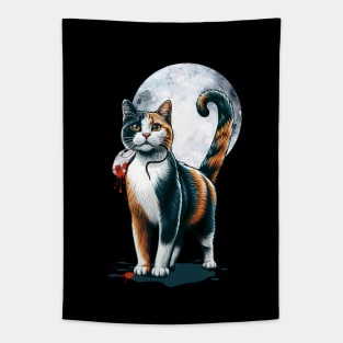 Calico Cat vs. Mouse, Purfect hunter in the Digital Edition, Humor, Cats, Technology, cats lovers design Tapestry