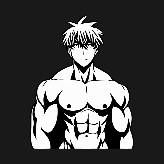 Muscular Anime Man Shirtless Manga Boy by Mish-Mash