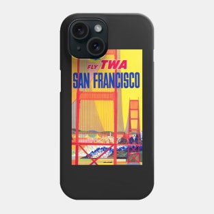 Vintage Fly TWA Travel Print To San Francisco, California Phone Case