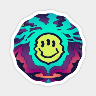 Three-eyed smiley - wavy circle Magnet