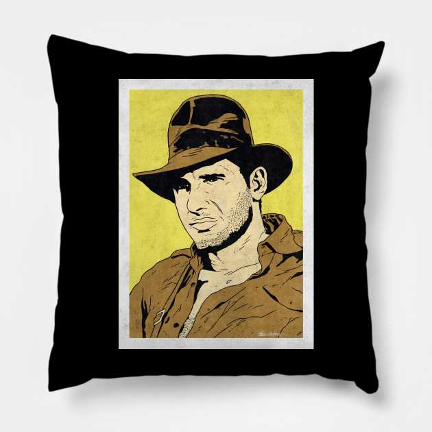 INDIANA JONES - Raiders of the Lost Ark (Pop Art) Pillow by Famous Weirdos