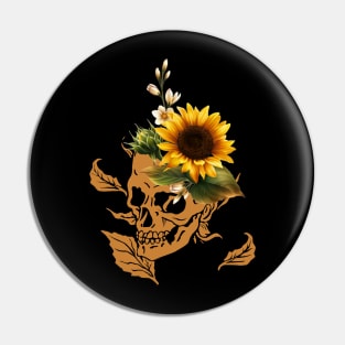 Skull With Sunflower Costume Gift Pin