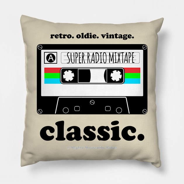 Classic Cassette Pillow by MoustacheRoboto