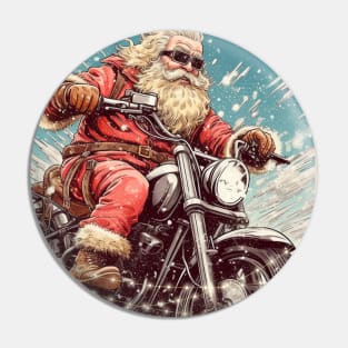 Santa Celebrate Christmas With Motorcycle Pin