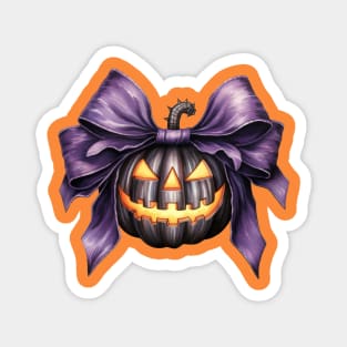 Halloween Purple Scary Pumpkin Face cute illustration Magnet