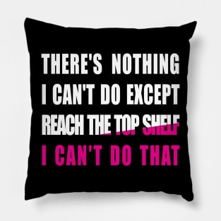 There's nothing i can't do except reach the top shelf i can't do that Pillow