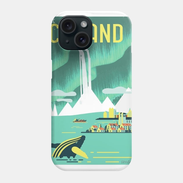 Vintage Visit Iceland Travel Art Phone Case by Aquora Art